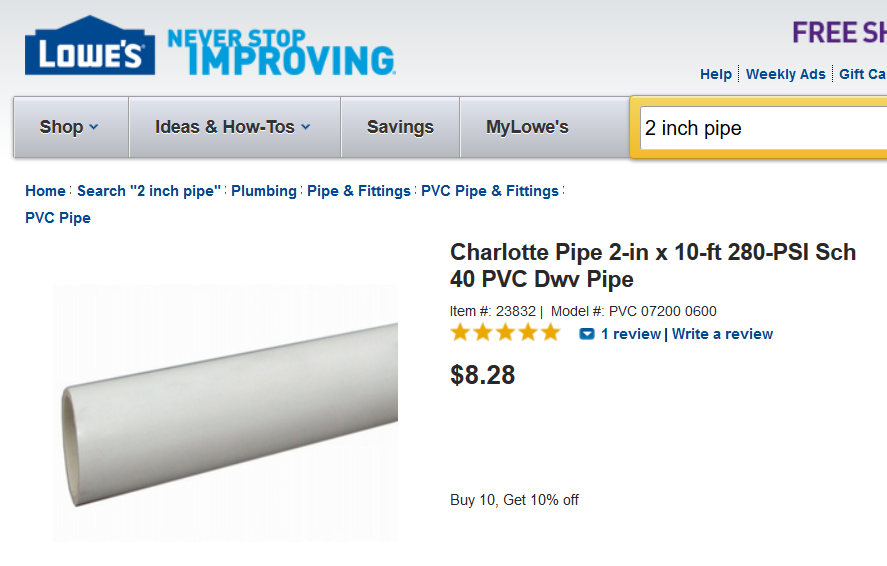 2 indh pipe