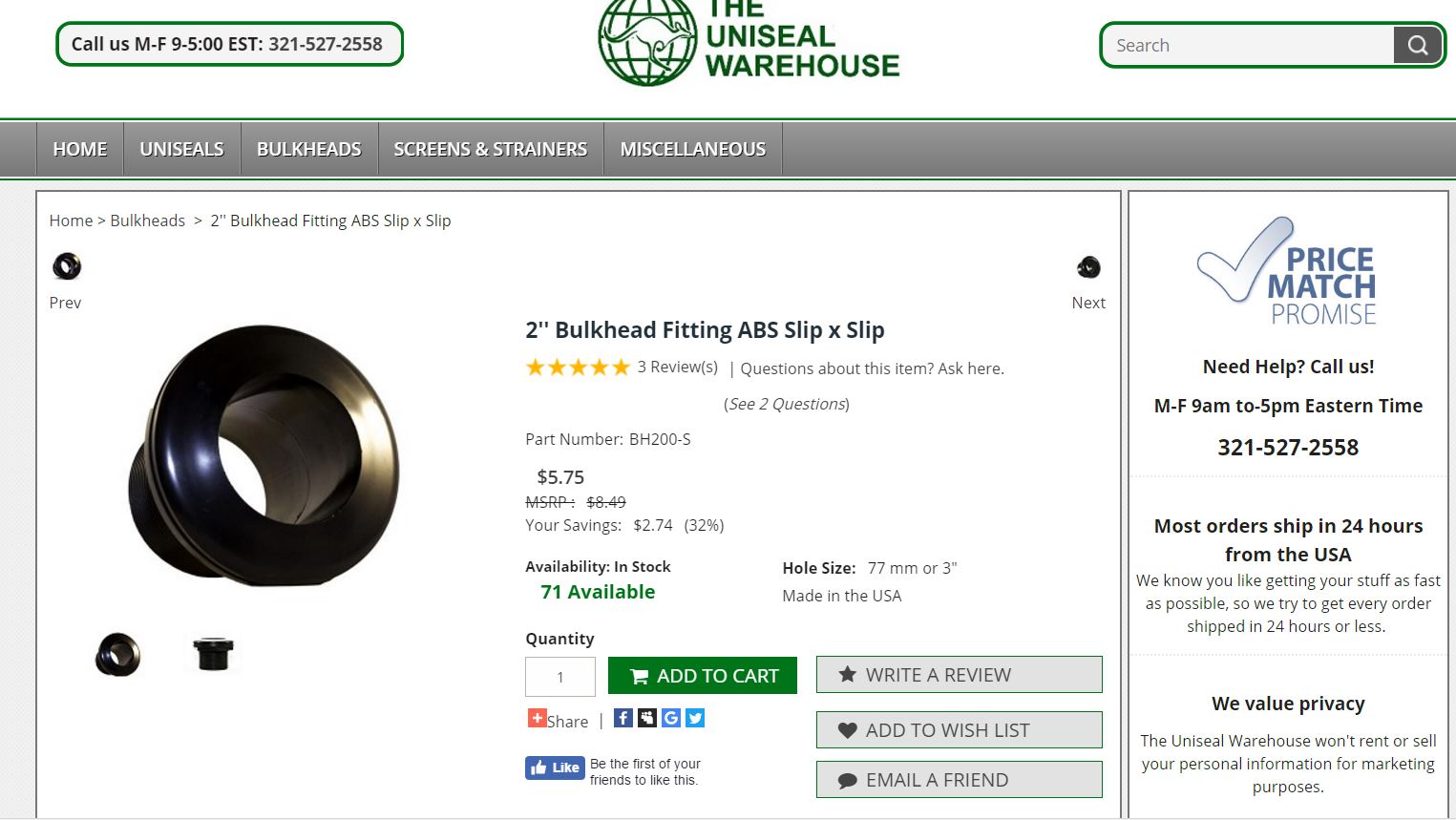 2 inch bulkhead fitting