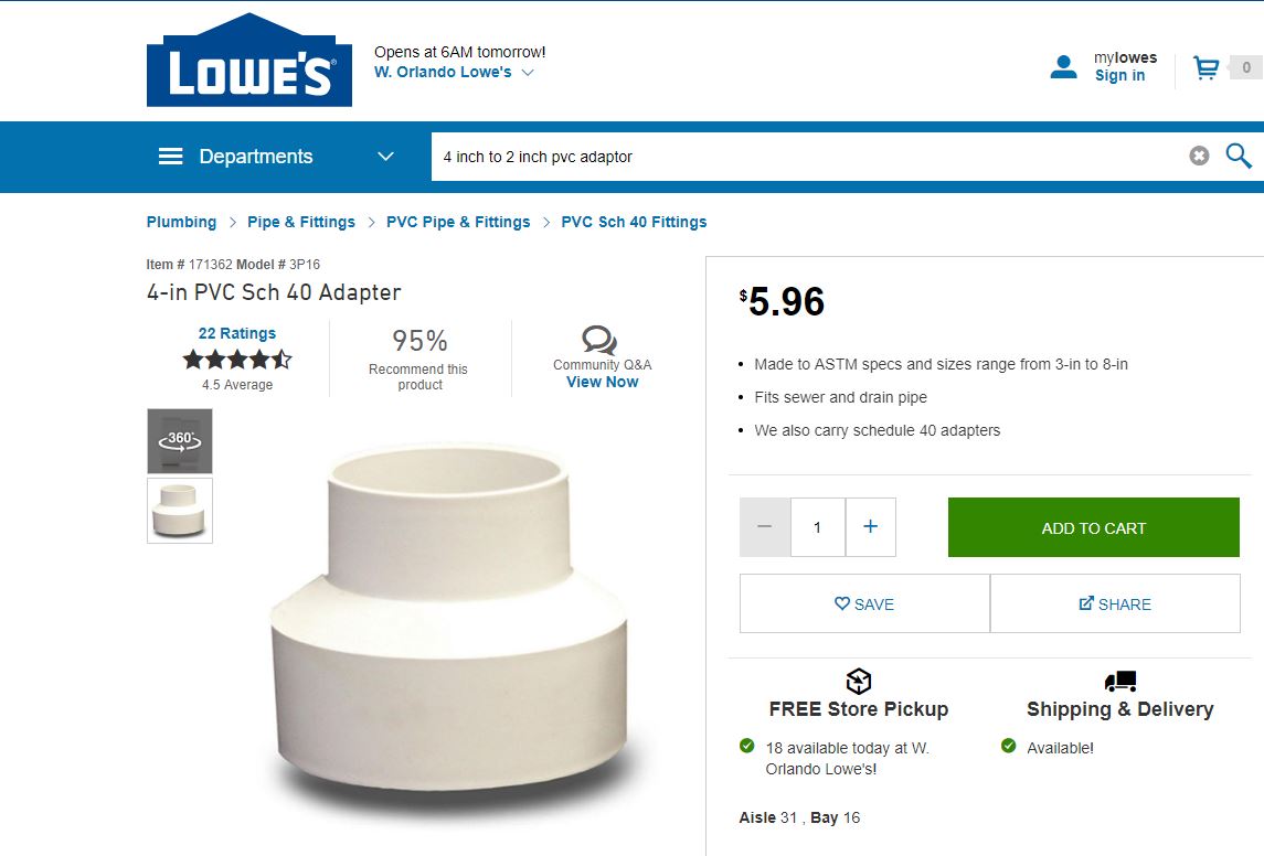 4 inch to 2 inch adapter