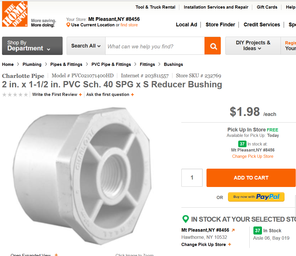 2 inch to half inch bushing