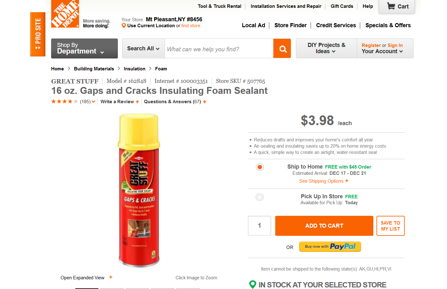 Foam spray can