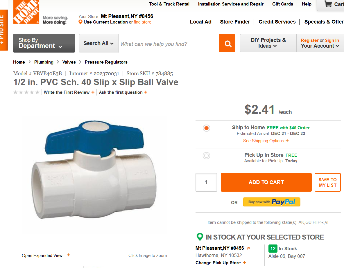 Half inch ball valve