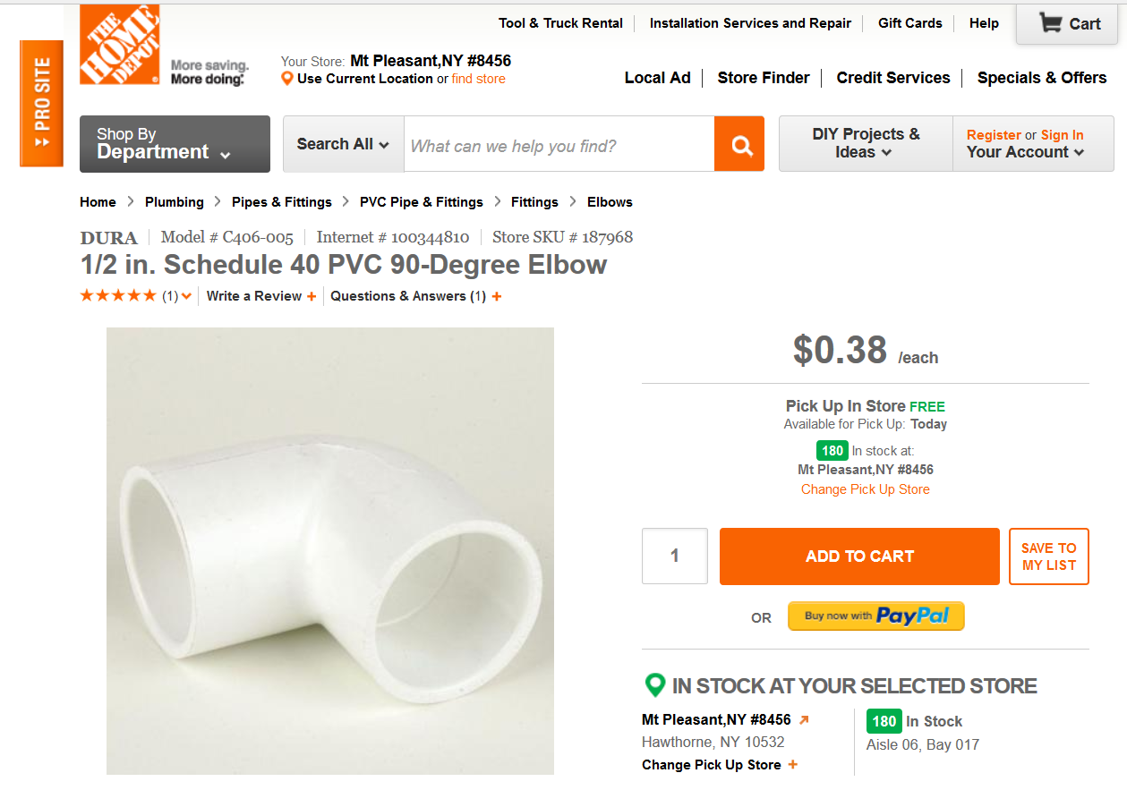 half inch elbow