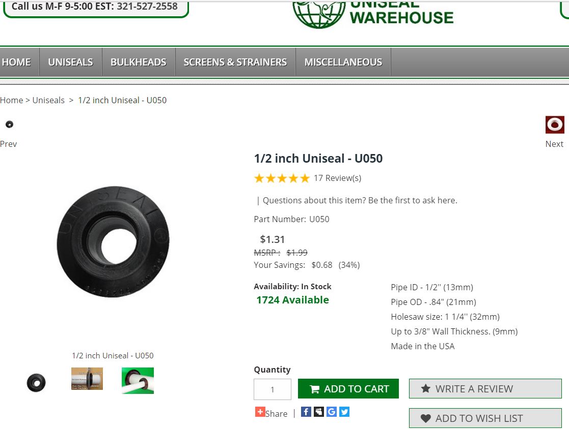 half inch uniseal