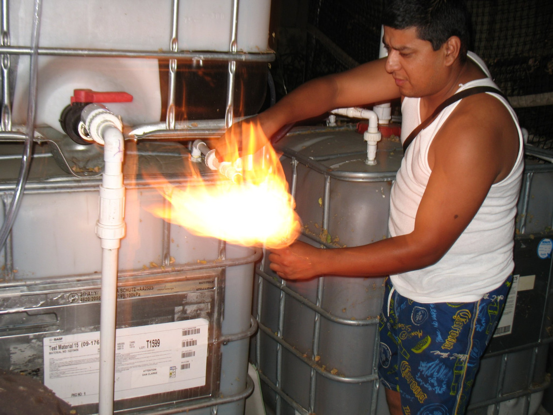 "Flame On" -- Biogas in the 'Hood demonstrated by Alvaro Silva, director of Solar South Central and Los Angeles colleague of Solar CITIES, bringing renewable energy systems to the Latino community. "Flame On" -- Biogas in the 'Hood demonstrated by Alvaro Silva, director of Solar South Central and Los Angeles colleague of Solar CITIES, bringing renewable energy systems to the Latino community.