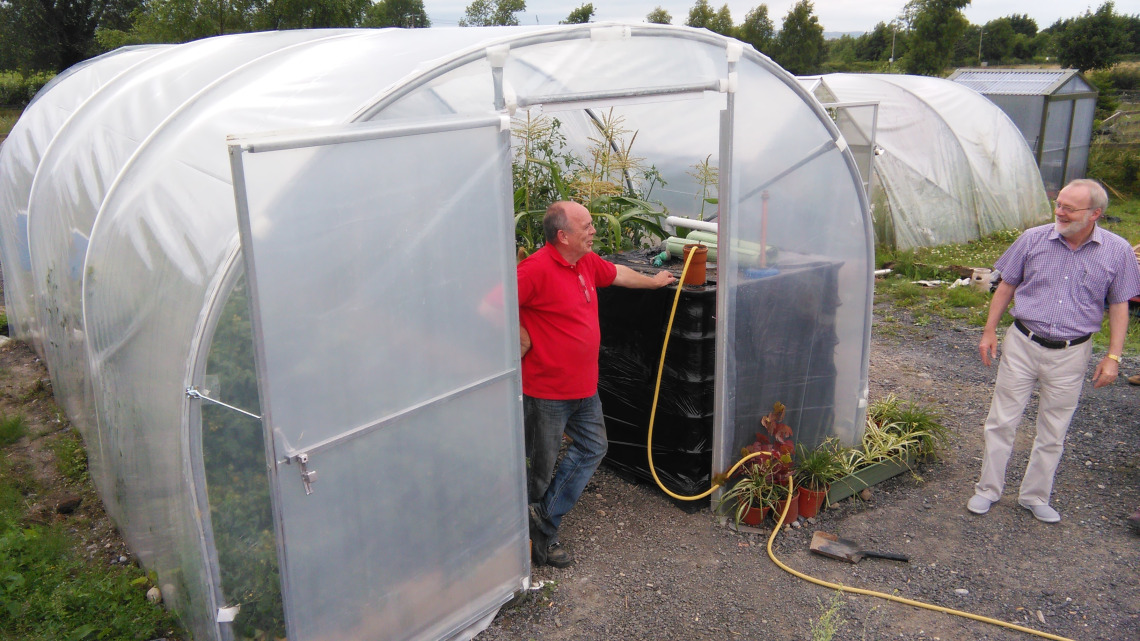 Men's Shed Biodigester in a hoop house in Portlaoise, Ireland