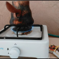 This shows us cooking tea on biogas at the Arava Institute